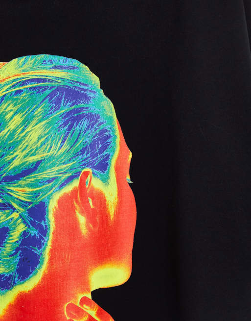 ASOS DESIGN oversized hoodie in black with heat map photographic back print, 2 of 4