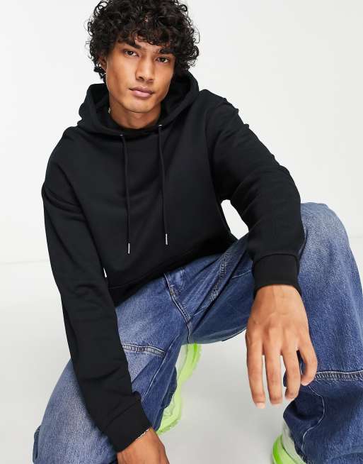 ASOS DESIGN oversized hoodie in black with line drawing back print