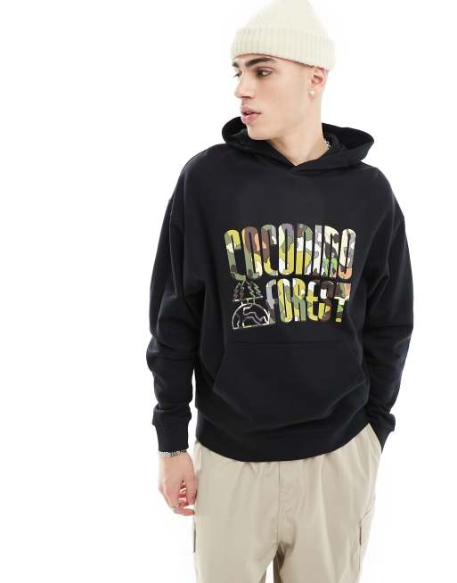 ASOS DESIGN oversized hoodie in black with multicolored front print