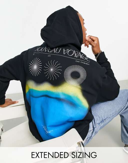 ASOS DESIGN oversized hoodie in black with mystic back print