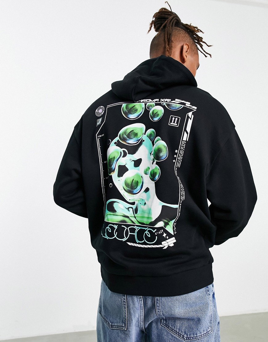 ASOS DESIGN oversized hoodie in black with photographic back print