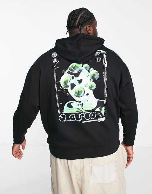 ASOS DESIGN oversized hoodie in black with photographic back print