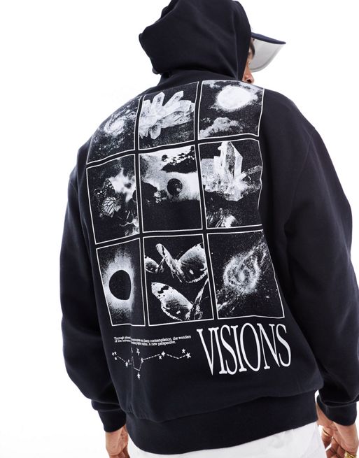 FhyzicsShops DESIGN oversized hoodie in black with photographic space print