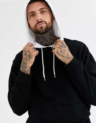 black hoodie white hood