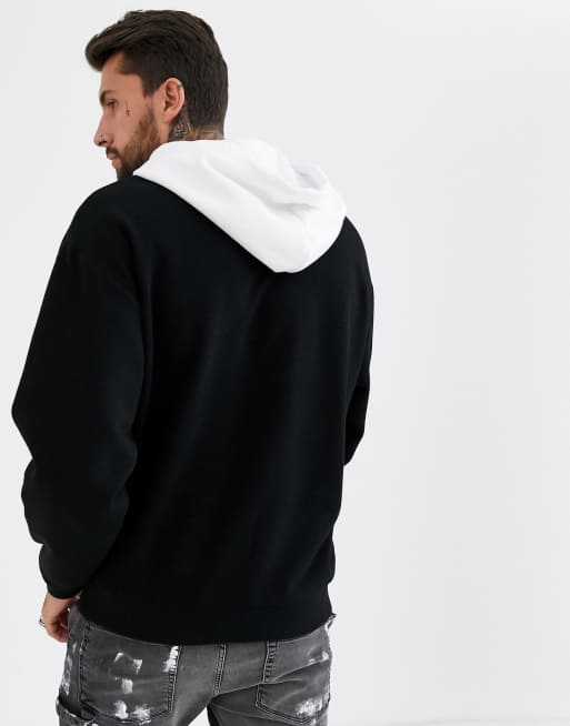 Black hoodie with store white hood