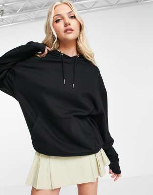 Asos Design Cotton Super Oversized Boyfriend Hoodie In Black - Black In Black