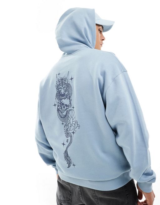 FhyzicsShops DESIGN oversized hoodie in blue with back spine print