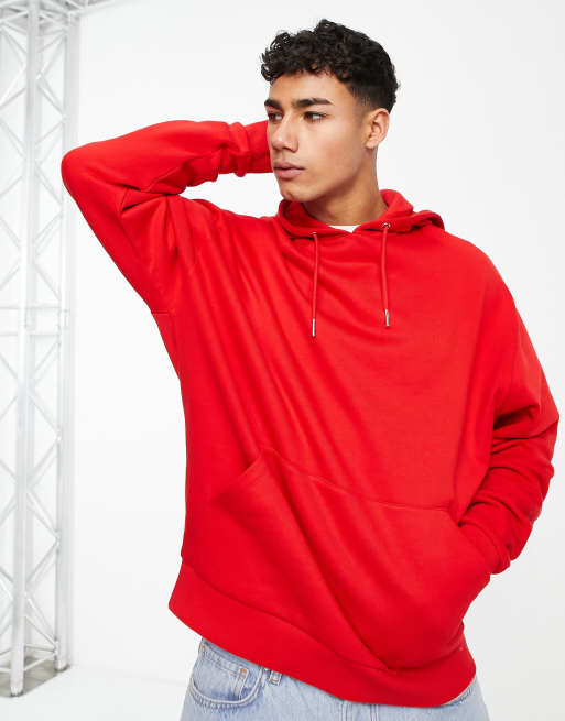 ASOS DESIGN oversized hoodie in bright red