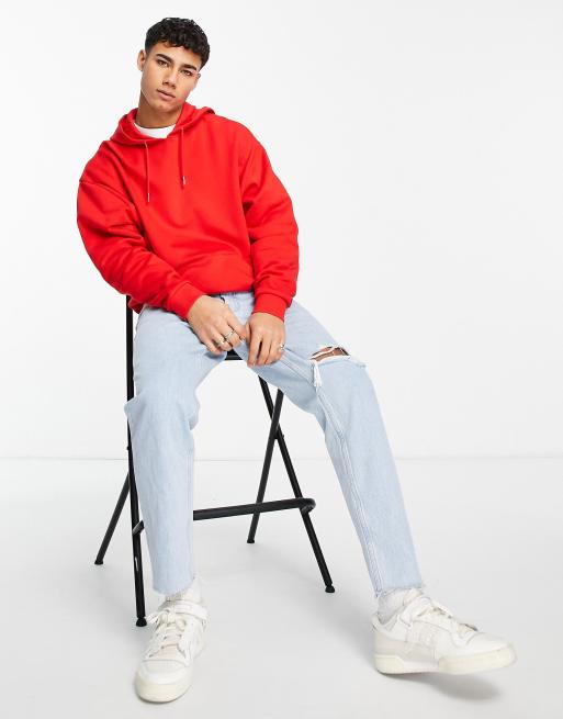 ASOS DESIGN oversized hoodie in bright red