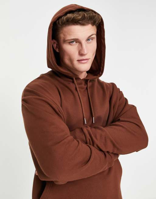 ASOS Design - Oversized hoodie in bruin, 3 van 4
