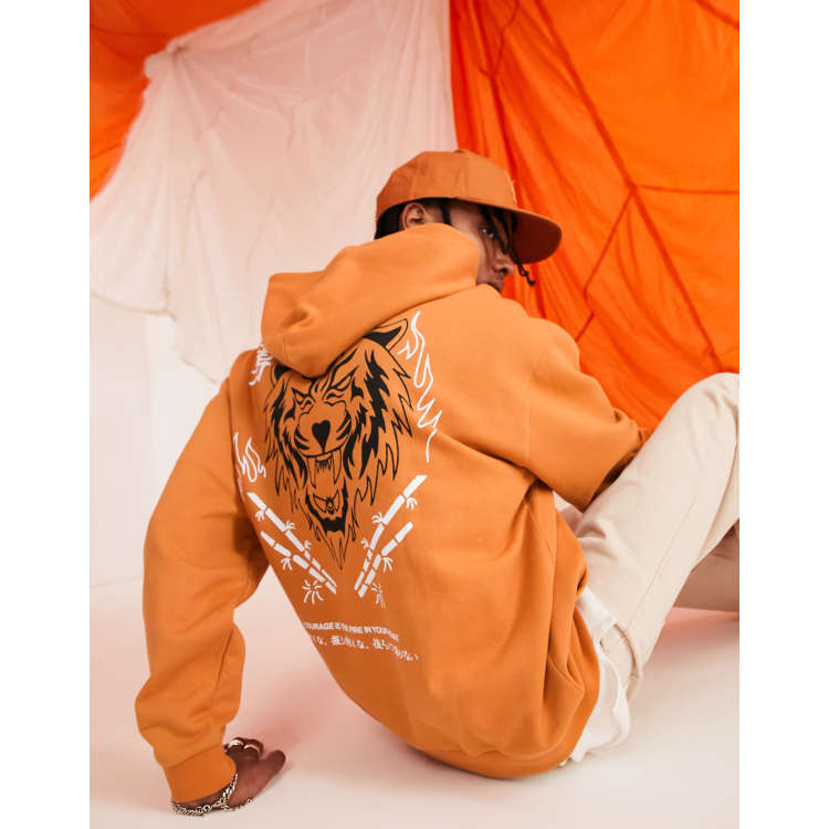 Orange best sale hoodie asos