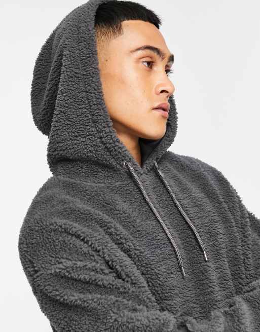 ASOS DESIGN oversized zip up hoodie in charcoal