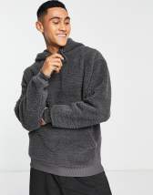 ASOS DESIGN oversized hoodie in black borg | ASOS