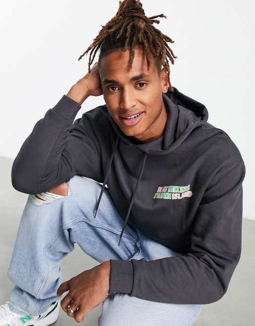ASOS DESIGN oversized hoodie in charcoal with cartoon back print | ASOS