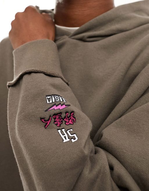 ASOS DESIGN oversized zip up hoodie in charcoal