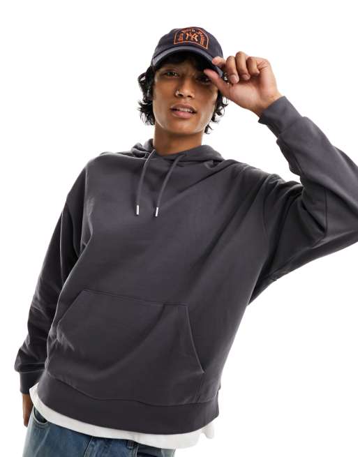 ASOS DESIGN oversized zip up hoodie in charcoal