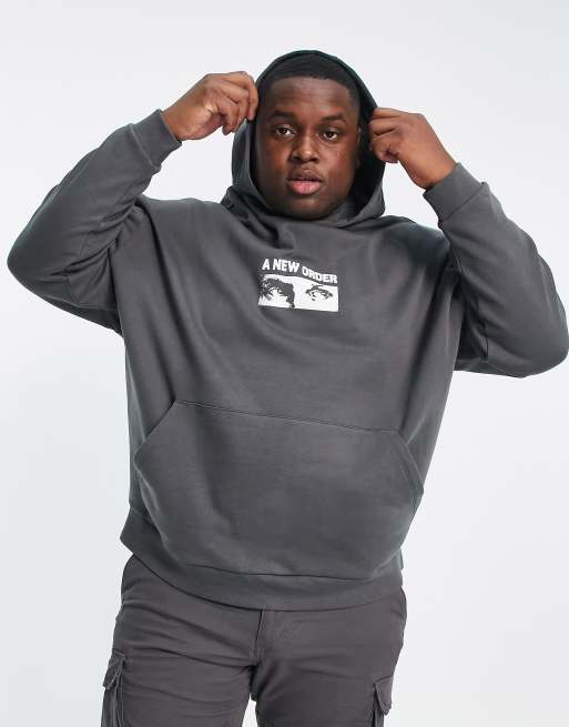 ASOS DESIGN oversized hoodie in charcoal with spine back print | ASOS
