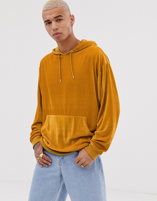 ASOS DESIGN oversized hoodie in cord in yellow | ASOS