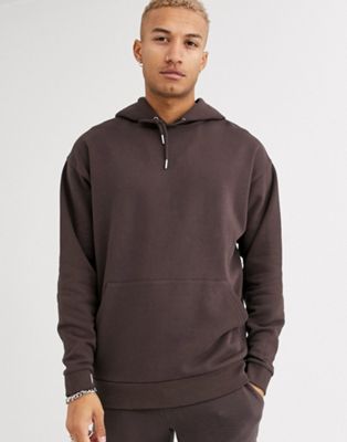 ASOS DESIGN oversized zip through hoodie in chocolate brown