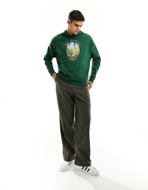 ASOS DESIGN oversized hoodie with zip in dark green