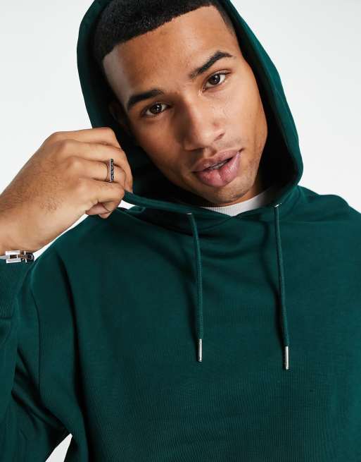 ASOS DESIGN oversized hoodie with zip in dark green