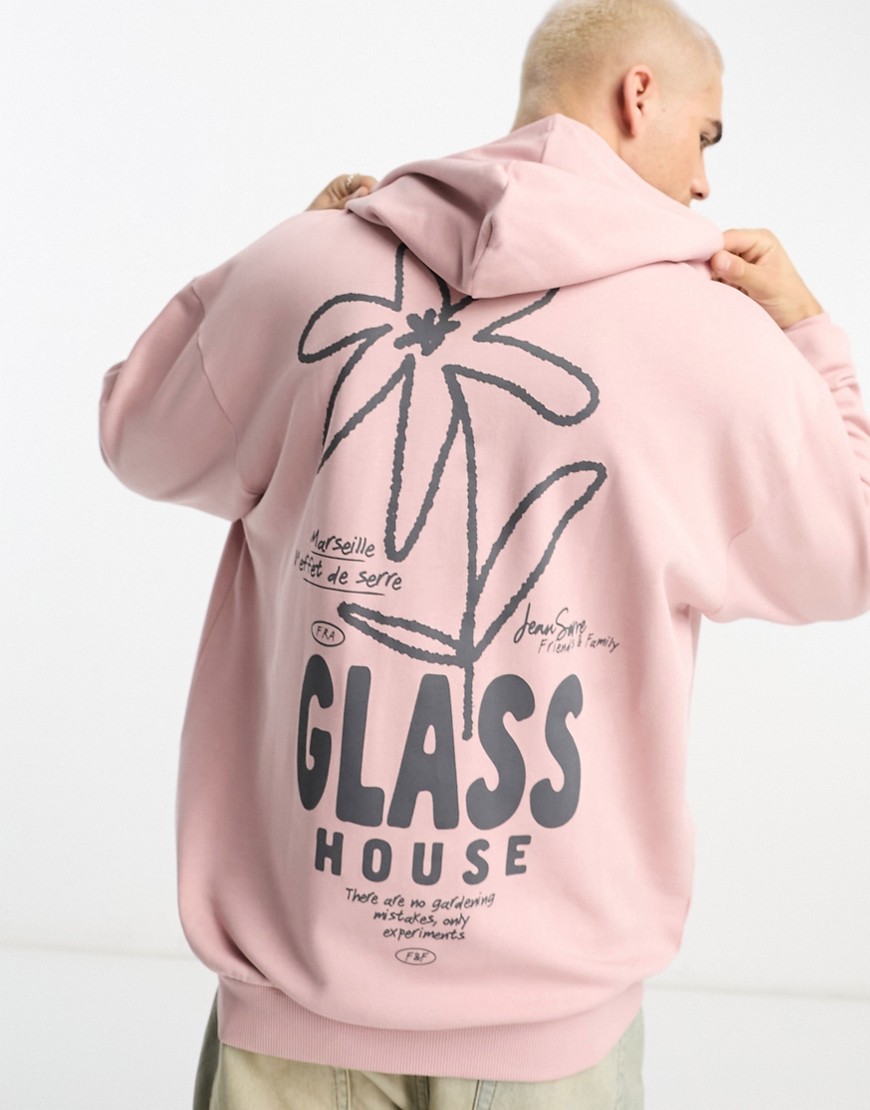 ASOS DESIGN oversized hoodie in dusty purple with line drawing back print