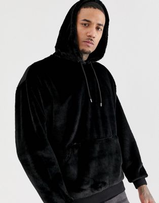 black fur hoodie