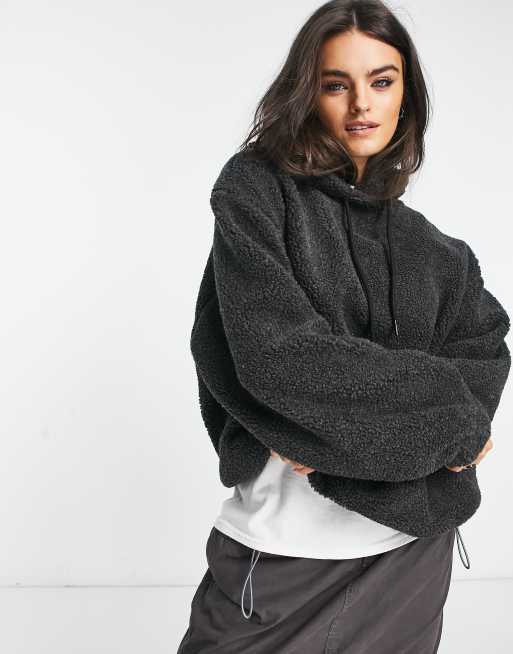 ASOS DESIGN oversized hoodie in fleece in charcoal