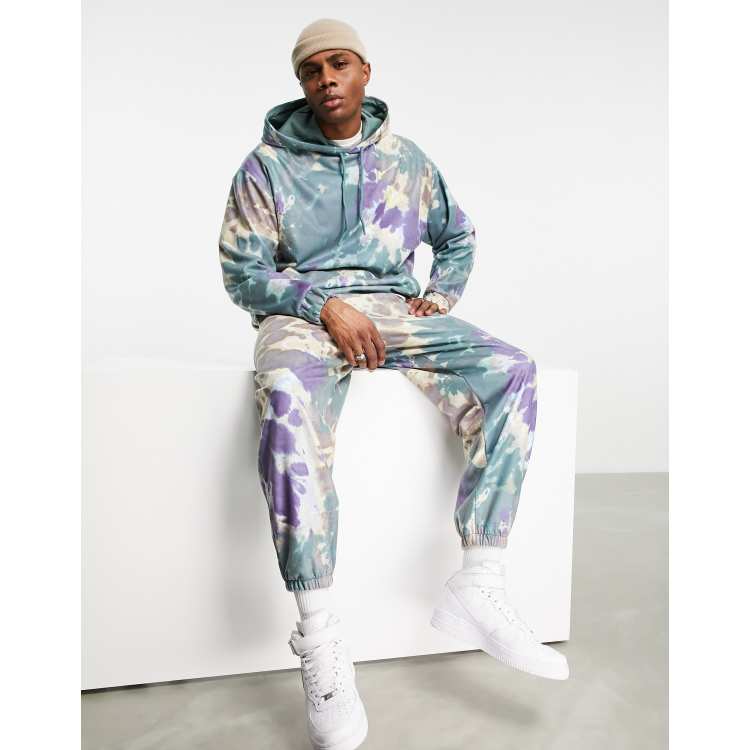 ASOS DESIGN oversized hoodie in fleece in tie dye part of a set ASOS