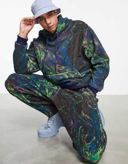 ASOS DESIGN oversized hoodie in fleece marble print part of a set ASOS