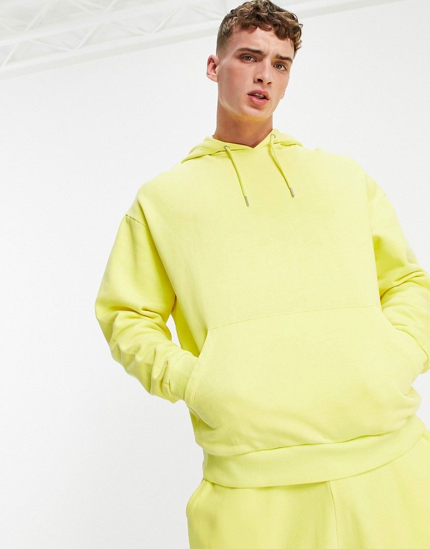 ASOS DESIGN - Oversized hoodie in geel met wassing, deel van combi-set