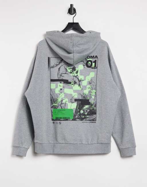 Grey hoodie with design new arrivals