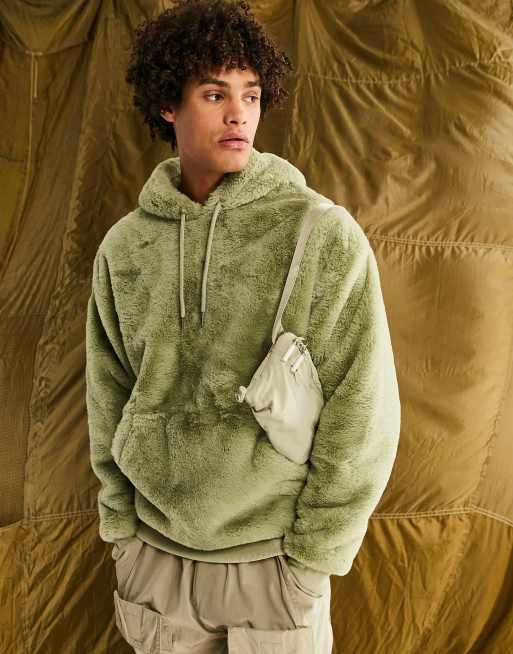 ASOS DESIGN oversized hoodie In green faux fur