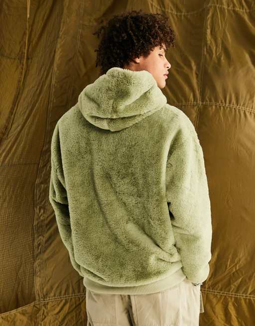 ASOS DESIGN oversized hoodie In green faux fur