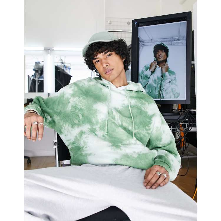 ASOS DESIGN oversized hoodie in green tie dye