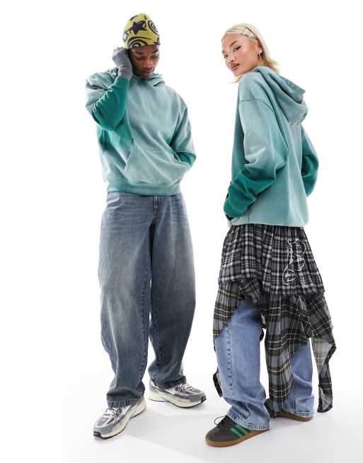 ASOS DESIGN oversized hoodie in green wash , 4 of 4