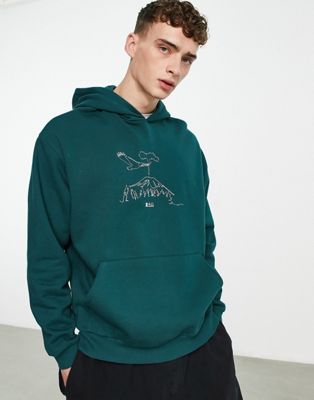 ASOS DESIGN oversized hoodie in green with mountain embroidery - ASOS Price Checker