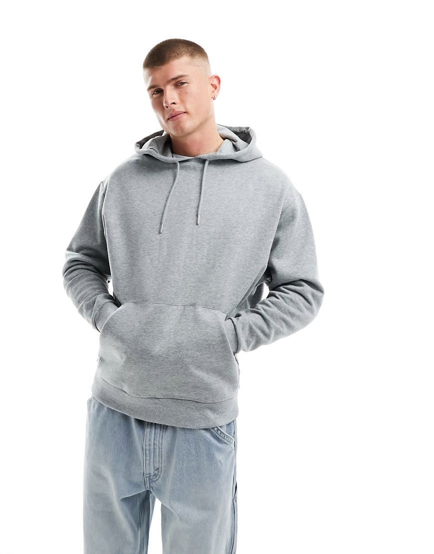 ASOS DESIGN oversized hoodie in grey marl-Black