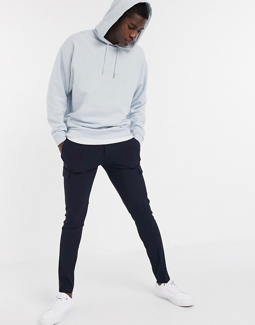 ASOS DESIGN oversized hoodie in ice blue with t-shirt hem