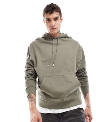 Asos Design Oversized Hoodie In Khaki-green