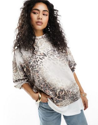 ASOS DESIGN oversized hoodie in leopard print