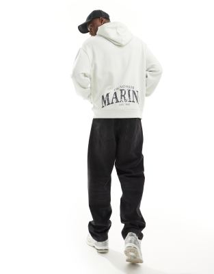 ASOS DESIGN oversized hoodie in light gray with yacht text print