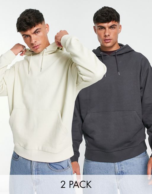ASOS DESIGN knit hoodie with pocket front detail in gray - part of a set