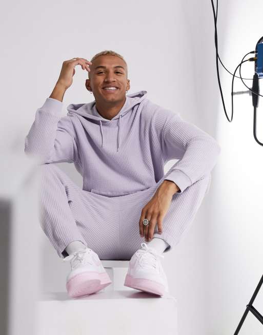 ASOS DESIGN oversized hoodie in lilac waffle