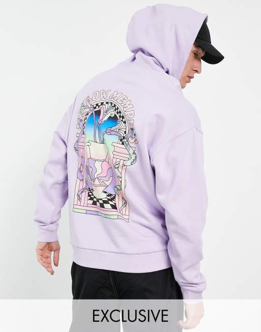 Asos Design Oversized Hoodie In Lilac With Mystic Back Print Asos 