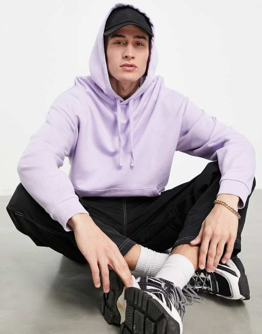 ASOS DESIGN oversized washed purple hoodie in reverse loopback