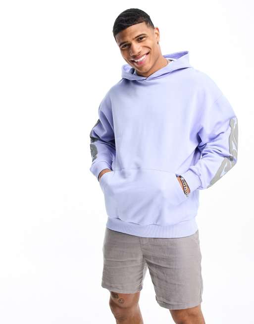 ASOS DESIGN oversized hoodie in lilac with skate multiplacement puff print  | ASOS