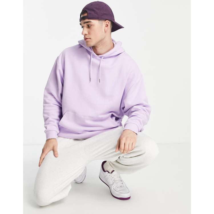 ASOS DESIGN super oversized zip through hoodie in washed purple