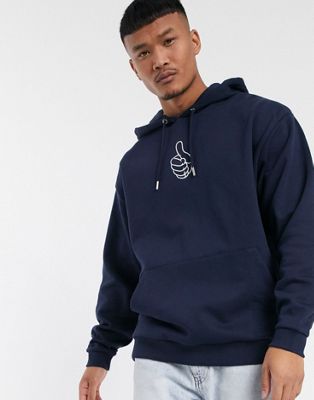 ASOS DESIGN - Oversized hoodie in marineblauw met duimafdruk