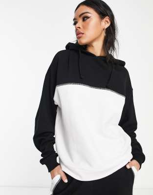 ASOS DESIGN oversized hoodie in monochrome color block-Multi